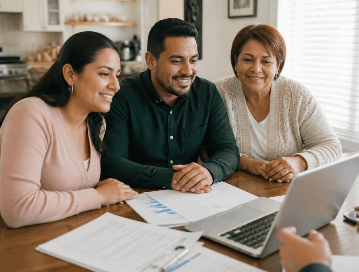 A family reviewing their mortgage options together